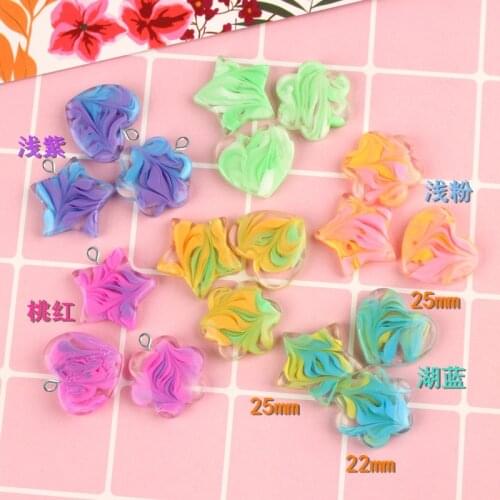 10pcs 22/25mm Resin plum star heart charms kawaii cabochon decoration craft ornament fittings DIY food pendant jewelry material