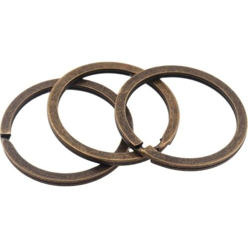 10pcs 29mm Metal Multifunction Hole Flat Key Ring Key Chain Antique bronze Plated Round Split Keychains Accessories Handmade