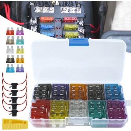 106Pcs Standard Blade Fuse Assorted Kit Auto Car Micro Blade Fuse Inline Fuse Holder 16AWG Blade Fuse Extractor