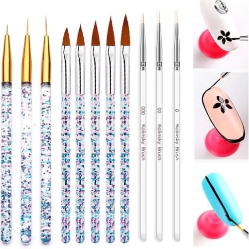 2Set Nail Art Liner Painting Pen DIY Acrylic UV Gel Brushes Drawing Flower Line Grid French Design Manicure Tool Nail Accesoires