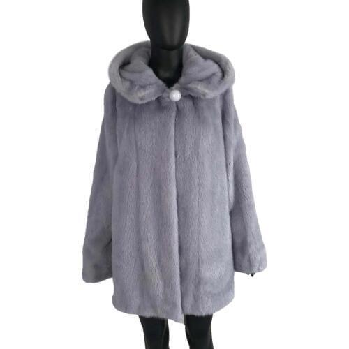 2019 new style women full pelt natural mink fur coat jacket long full sleeves with hood winter Genuine fur overcoat hooded