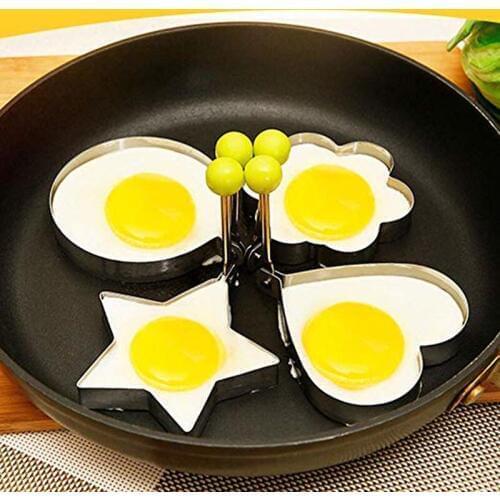 4Pcs Egg Shaper Omelette Mold Stainless Steel Ring Cooking Fried Fried Egg Baking Cake Mold for Make Omelette Breakfast Sandwich