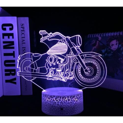 Car Series Harley Motorcycle Side 3D LED Lamp White Cracked Base Acrylic Light Guide Plate for Children Festival Birthday Gifts