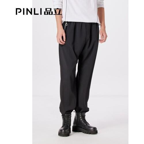 Free Shipping New Unique FashionN Pinli 2021 autumn mens male black straight leg trousers casual pants trousers B213317023