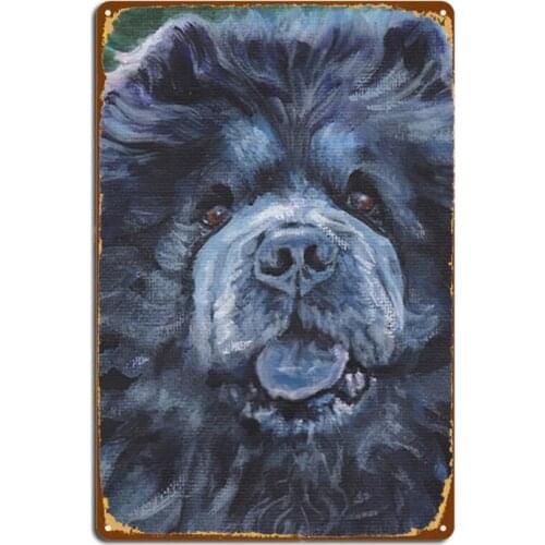 Black Chow Chow Fine Art Dog Painting Metal Signs Wall Cave Mural Designing Plaques Tin sign Posters