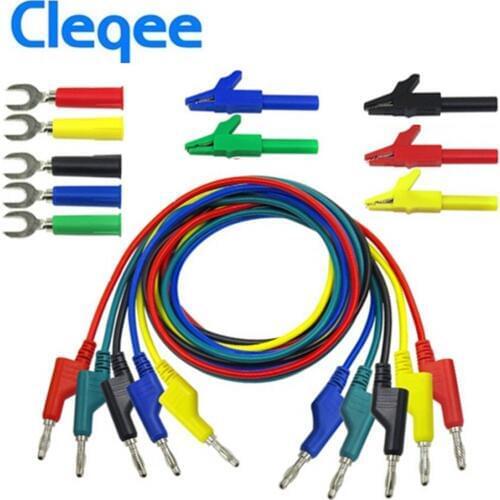 Cleqee P1036A 4mm Banana to Banana Plug Test Lead Kit for Multimeter Cable Match Alligator clip&U type test probe