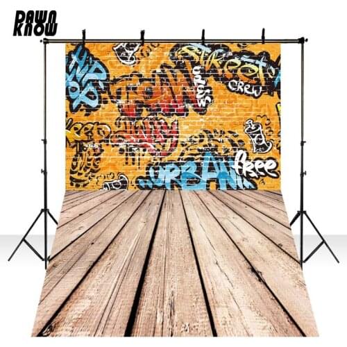 DAWNKNOW Graffiti Brick Wall Photography Background Backdrop Wood Floor Photocall Baby Children Photo Studio Props GY283