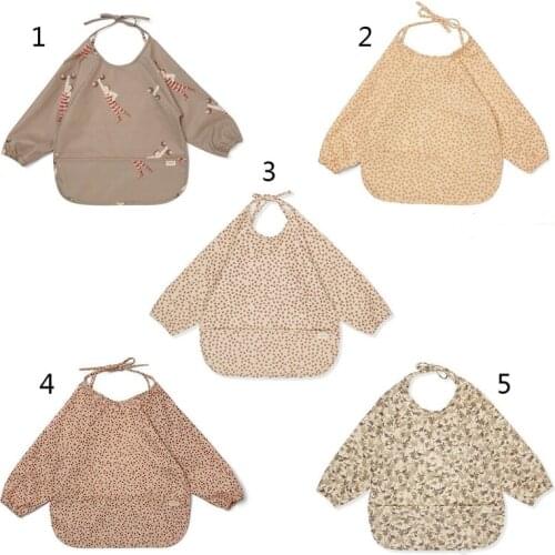 Baby Long Sleeve Bib Toddler PU Waterproof Smock with Pocket Infant Feeding Apron Burp Cloth