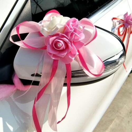 DIY Custom Made Wedding Car Decoration Flower Door Handles Rearview Mirror Decorate Artificial Flower for Wedding Favor Supply