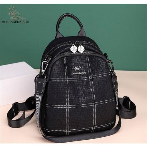 Plaid Design Ladies Backpack Travel Bags Casual High Quality Leather Womens Shoulder Bag Solid Color Women Laptop Bags Mochilas