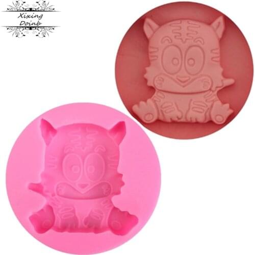Food grade DIY cartoon tiger shaped silica gel mold candy chocolate cake decoration mold biscuit pudding Kitchen Baking Products
