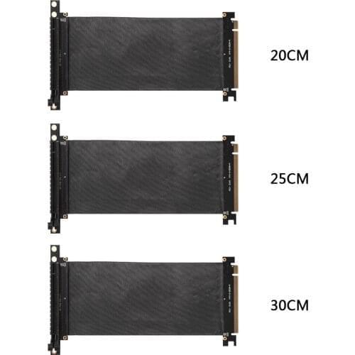 PCIe 3.0 16X Extension Cable Cord 90 Degree PCI-E Express 16X to 16X Riser Card Flexible Ribbon Extender 20cm/25cm/30cm