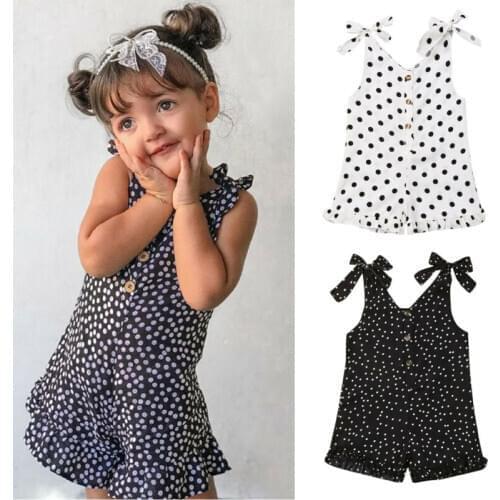 Toddler Infant Baby Girl Clothes Strap Polka Dot Romper Summer Chiffon Outfit