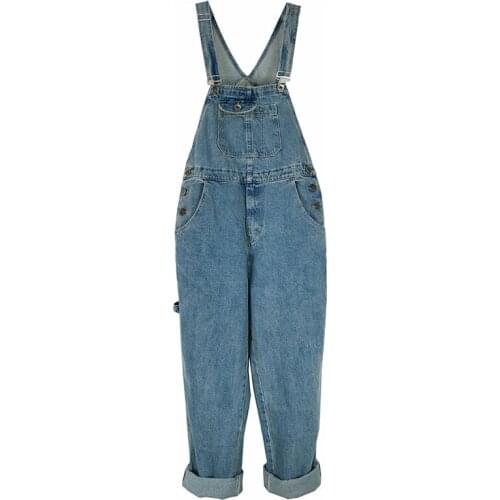 Size 30 - 46 2021 Spring Overalls Bib Men Jeans Denim Jumpsuits Big Pocket Loose Comfortable Coverall Pants Blue Trousers