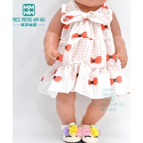 Doll clothes for 43cm new born doll and American doll fashion Bow dress gifts for girls