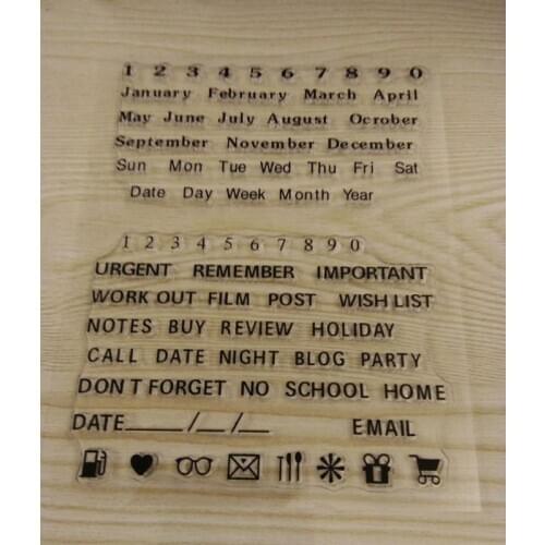 Concise Calendar Schedule Words Rubber Clear Stamps Silicone Seals for DIY Scrapbooking/Card Making/Diary Book/Paper Maker Decor