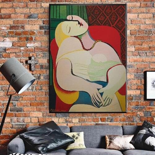 Dreaming Woman by Picasso Abstract Canvas Paintings Nordic Style Wall Art Pictures Posters and Prints for Living Room Decor