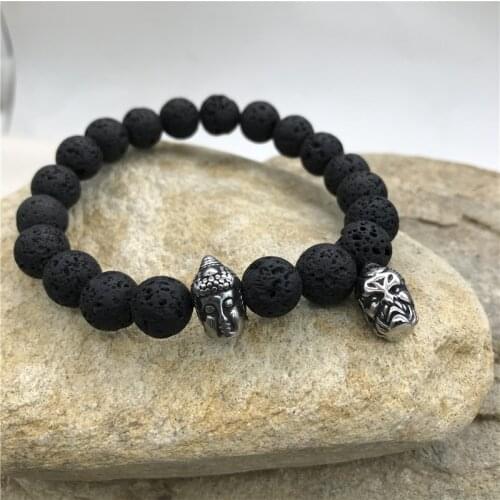2-3mm Small Hole 316l Stainless Steel Solid Buddha & Demon Metal Beads For Charm Bracelet DIY Jewelry Making