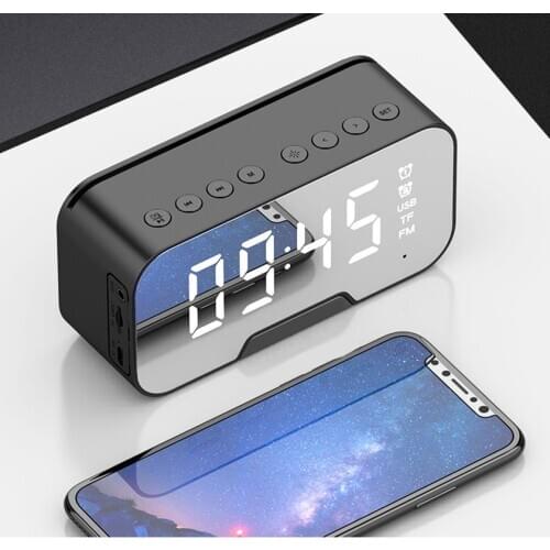 Multifunction LED Mirror Bluetooth Alarm Clock Wireless Subwoofer Music Player Electronic Digital Table Clock Home Decoration