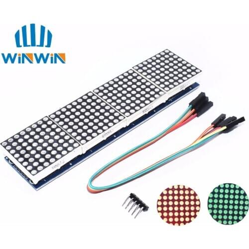 MAX7219 Dot Matrix Module Microcontroller 4 In One Display with 5P Line 4 in 1 Red/Green