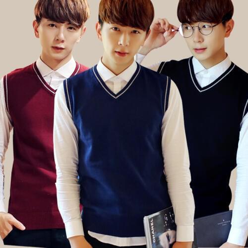 Mens Sweater Knitted Vest Warm V Neck Sleeveless Pullover Tops Soft HOT Male Sweaters C45