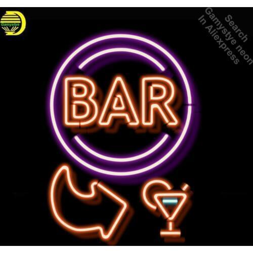 Bar open with arrow Neon Sign Lamp neon bulbs Sign beer Bar Pub Sign GLASS Tube Handcraft Room Light Signs advertise lamp neon
