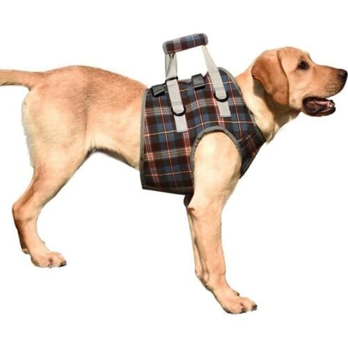 Pet Dog Lifting Support Harness Plaid Lift Vest Soft Handle Ajustable Assists Straps for Old Dogs Weak Injuried Fore Hind Legs
