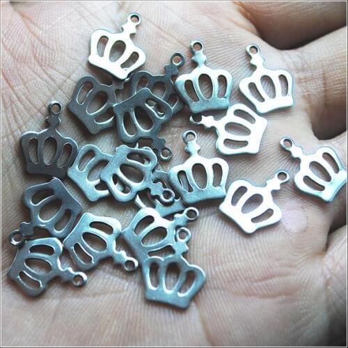 100pieces stainless steel pendants 304 steel jewelry crimp beads end beads crown shape new arrivals jewelry findings
