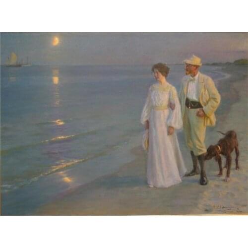 Portrait Painting Woman High quality Summer evening on Skagens beach by Peter Severin Kroyer oil painting on canvas Handpainted
