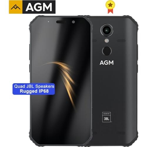 AGM A9 Rugged Smartphone 5.99" FHD+ SDM450 5400mAh Quick Charge 3.0 4G 64G 32G IP68 Waterproof Android 8.1 Quad-Box Speakers NFC