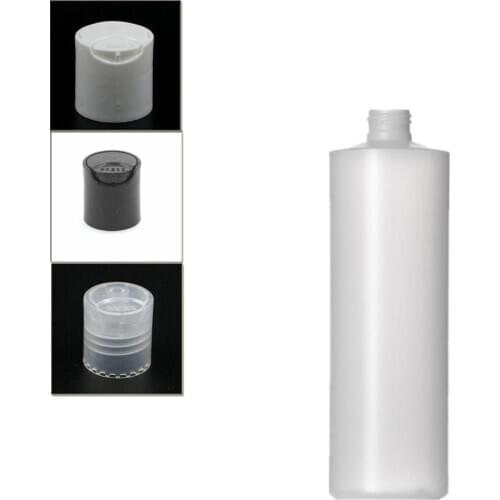 500ml empty plastic soft bottle , natural-colored HDPE cylinder round with black/white/transparent Disc Top caps
