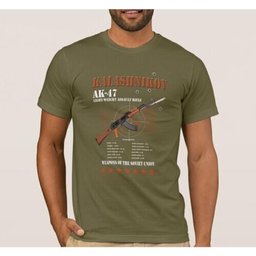 Rare Soviet Union AK-47 Russian Army Kalashnikov Gun Military T-Shirt Cotton O-Neck Short Sleeve Mens T Shirt New Size S-3XL
