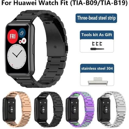 Luxury Stainless Steel Watchband For Huawei Watch Fit Bracelet Metal Wrist Strap Smart Watch Band Accessories