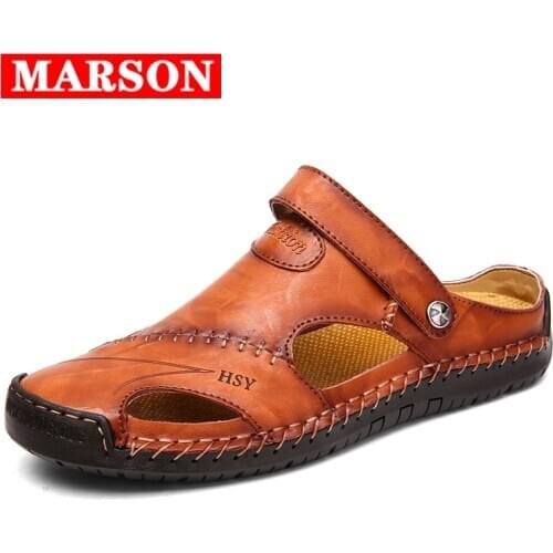 Summer Men Sandals Leather Classic Breathale Roman Sandals Slipper Outdoor Sneaker Beach Rubber Flip Flops Water Trekking Sandal