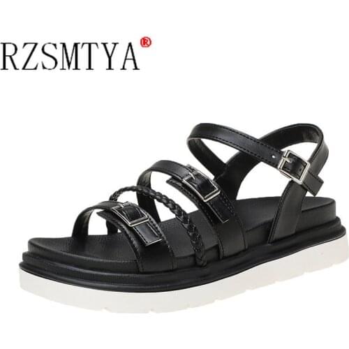 Women Sandals Fashion Summer Sandalias Fashion Platform Sandales 3cm Heel Buckle Basic Women Shoes Plus Size 40