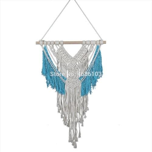 Blue Bohemian tapestry nordic art woven tapestry 74x50cm Wall Art Wedding Home Decor Handmade Wall Hanging for Parlour corridor