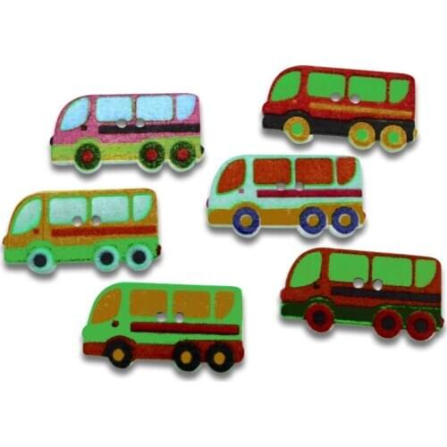 50pcs Mixed Bus Sewing Wooden Buttons For Clothes Crafts Scrapbooking DIY Fabric Needlework Accessories