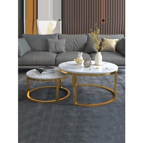 Northern Europe table simple living room modern creative net red small house light luxury wind round rock plate marble tea