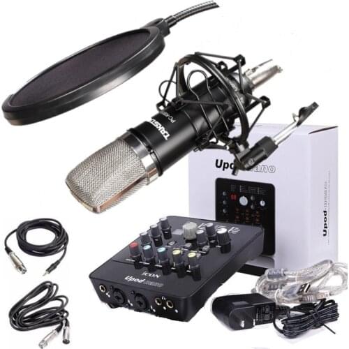 Takstar PC-K600 recording microphone with ICON Upod nano sound card professional for studio recording,chat room,broadcasting