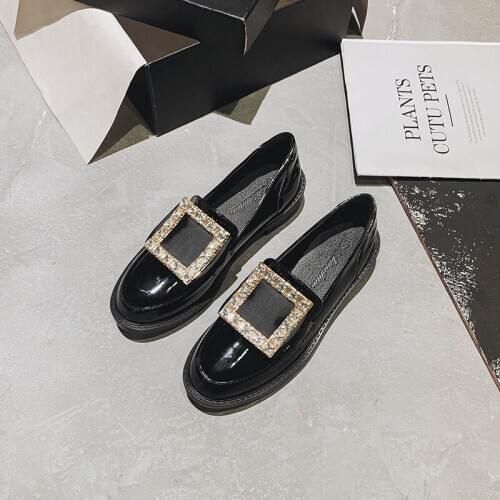 Thick-soled Lofo Shoes Women 2021 New Retro British Wind Autumn Girls Leather Shoes Womens Head Leather Womens Shoes