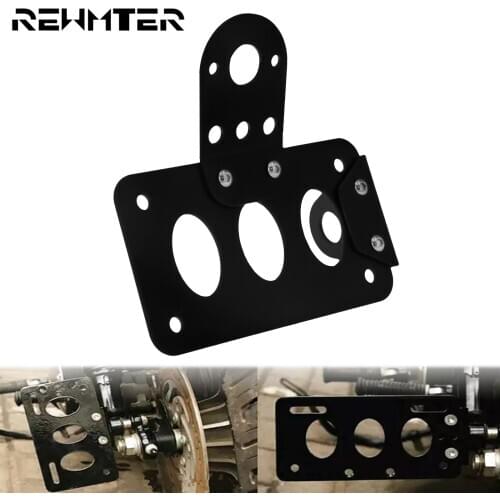 Universal Motorcycle Black Side Mounted Tail Light Frame License Plate Holder Bracket Aluminum For Harley Touring XL 883 Chopper