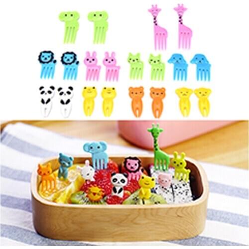 10pcs/pack Animal Farm Fruit Fork Mini Cartoon Children Snack Cake Dessert Food Fruit Pick Toothpick Bento Lunches Party Decor