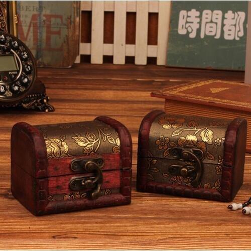 Vintage Jewelry Box Organizer Storage Case Mini Wood Flower Pattern Handmade Wooden Container LX4520