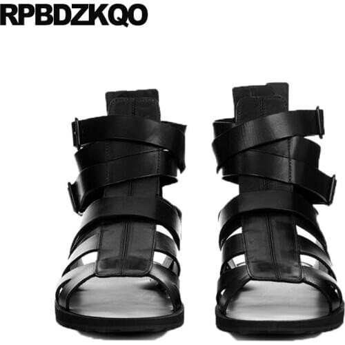 High quality black 2019 size 46 strap roman big designer native shoes open toe men gladiator sandals summer genuine leather 45