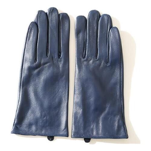 Womens genuine leather brief glove ladys warm natural sheepskin leather fashion slim driving glove R2474