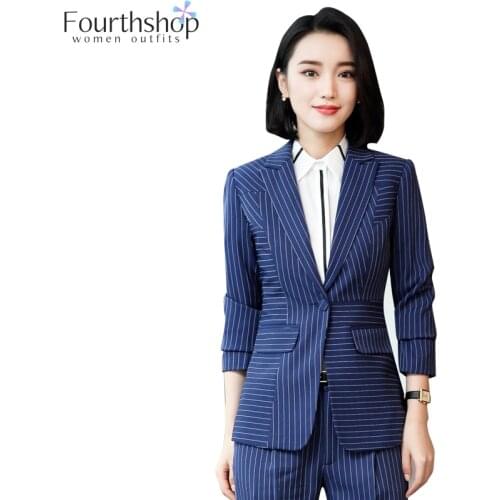 Fashion Striped Jackets and Blazers for Women Office Lady Work Coat Autumn Winter 2019 New Outwear Plus Size Windbreaker Female