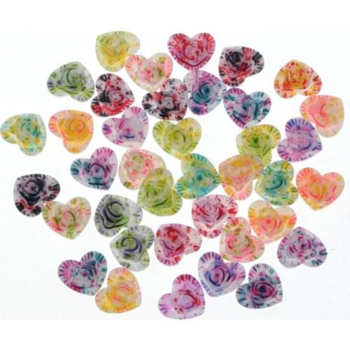 100Pcs Heart Resin Flowers Cabochon Flatback Embellishments Decoration Crafts Embellishments For Scrapbooking Diy Accessories