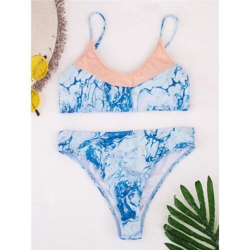 2021 Tie-Dye Style Swimwear Women Multicolor Bikini Push Up Maio Biquini Mujer Banador Badpak Dames Bathing Monokini Femme