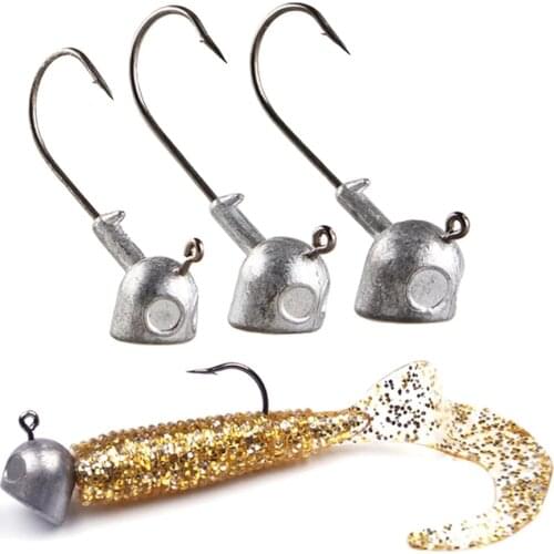 5Pcs/Lot High Quality 3.5g/7g/10g/14g/18g Lead Head Hook Jigs Bait Fishing Hooks For Soft Lure Fishing Tackle Deep Water Bullet