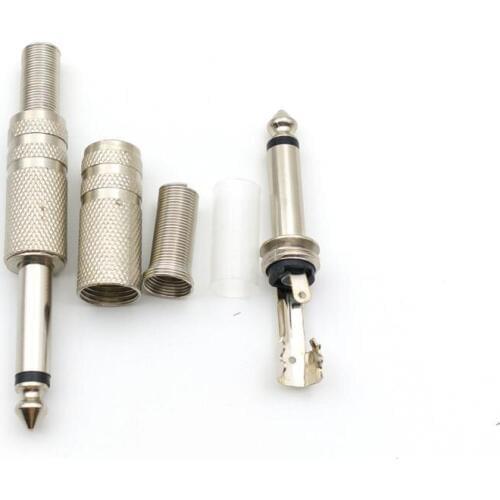 6.35mm Mono Plug With Spring Cable Protector Solder adapter New